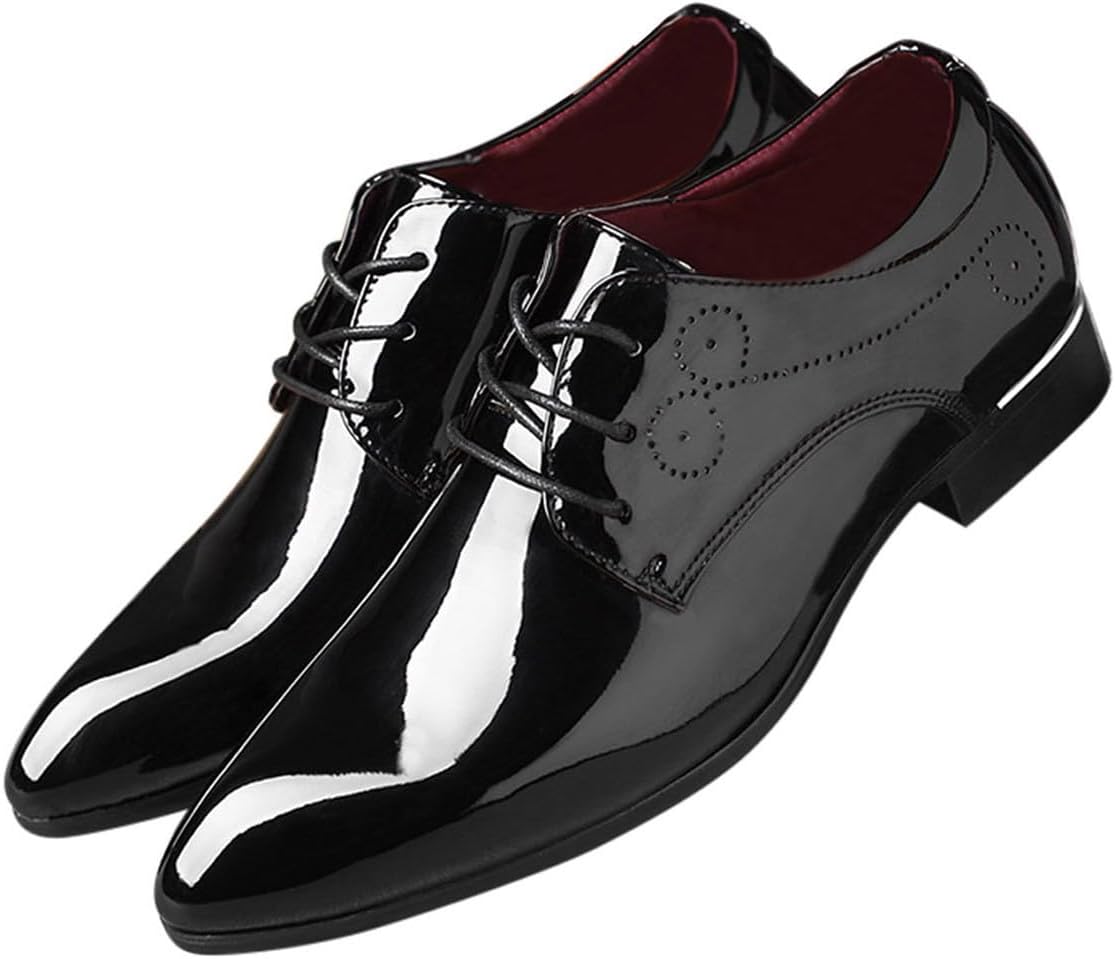 

Мужские классические туфли оксфорды с заостренным носком, из лакированной кожи, шнуровка, синие, красные, белые Santimon, черный