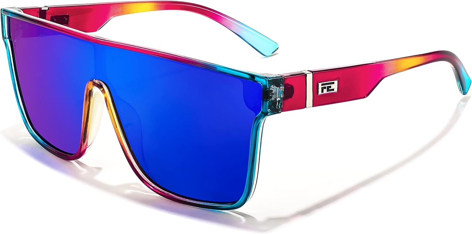 

Солнцезащитные очки FEISEDY для женщин и мужчин, модные зеркальные линзы, солнцезащитные очки для вождения и пляжа с защитой от УФ-излучения UV400, модель B2996, Transparent Red Blue Frame & Blue Mirrored Lens