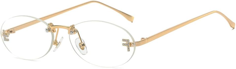 

Женские солнцезащитные очки без оправы овальной формы с буквенным рисунком, мужские солнцезащитные очки для вождения, женские очки с защитой от УФ-излучения UV400 MTZJH, Gold Clear