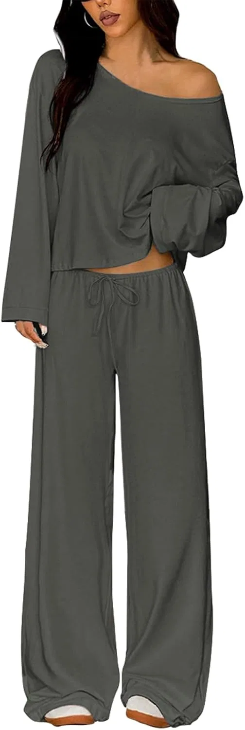 Женский спортивный костюм из толстовки и широких брюк Dark Gray