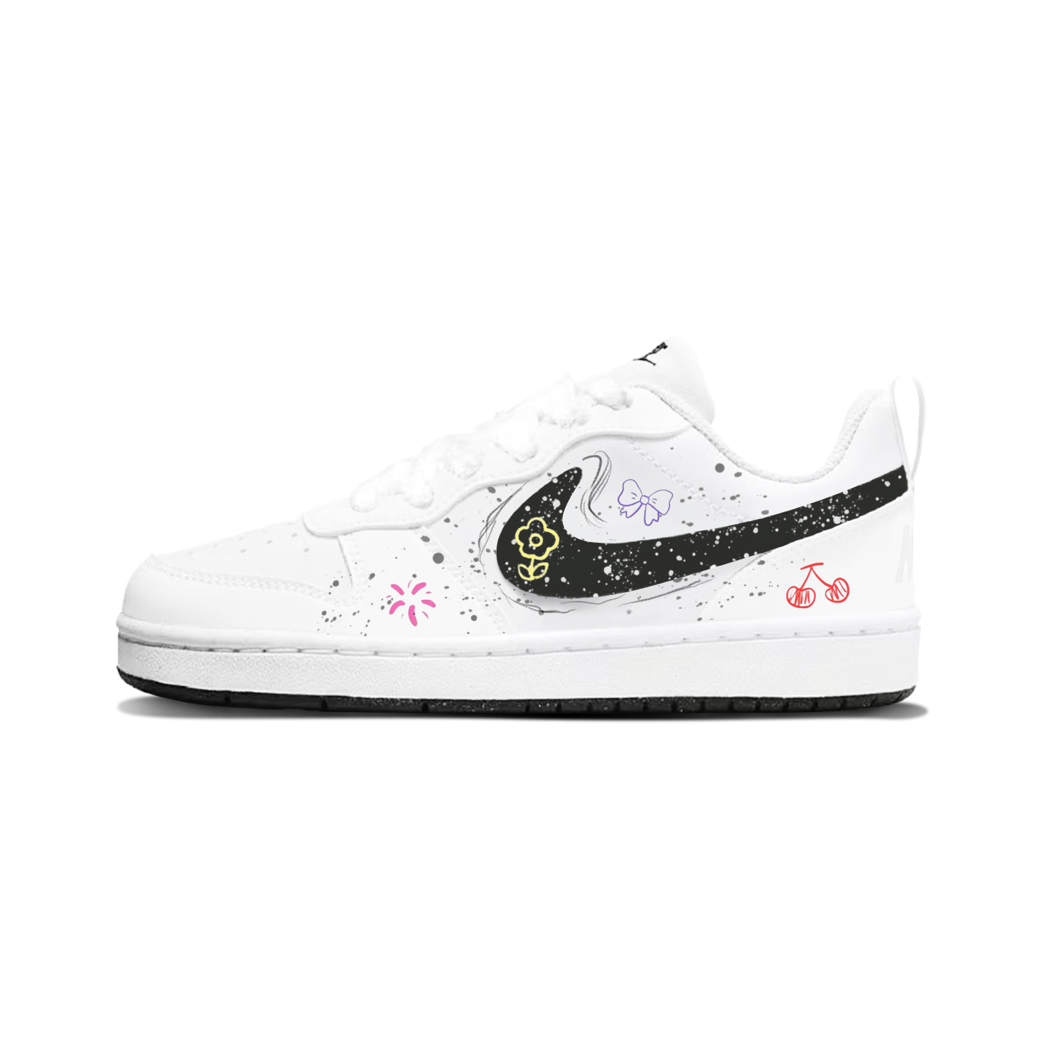 

Nike Кроссовки для скейтбординга Court Borough Floral Sweet Berry Low top Kids' Unisex черно-белые