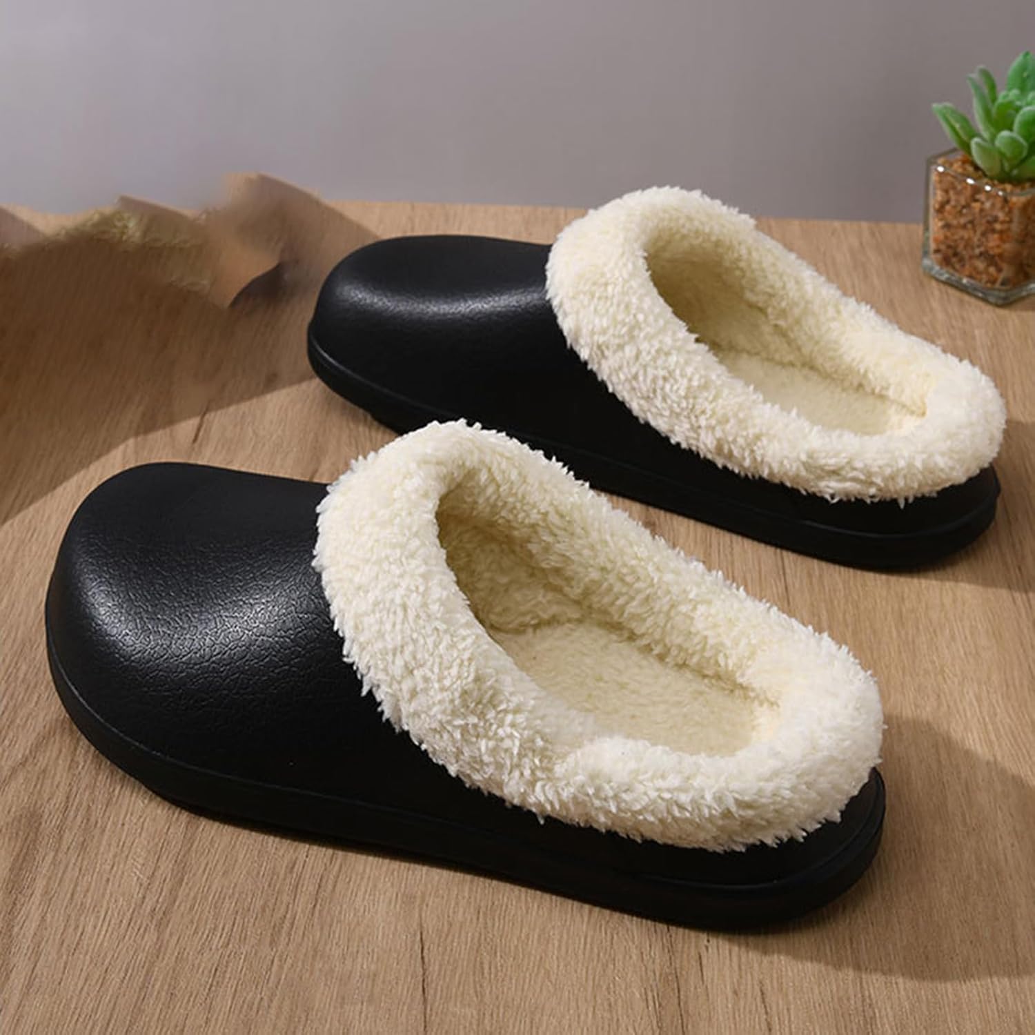 Женские сабо с меховой подкладкой Jyswoshoe, черный — фото 4