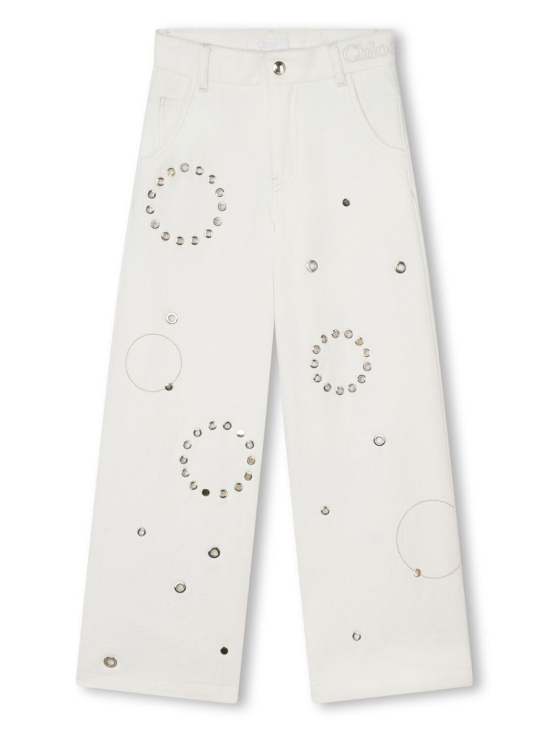 

Chloé Kids брюки с люверсами, белый