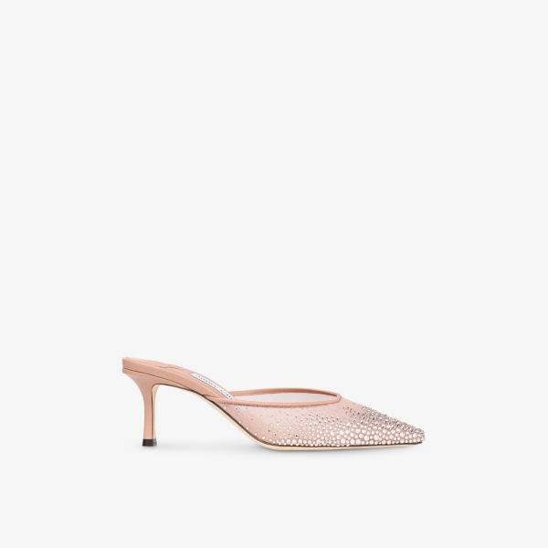 Мюли Jimmy Choo на каблуке с кристаллами и сетчатой отделкой, мультиколор