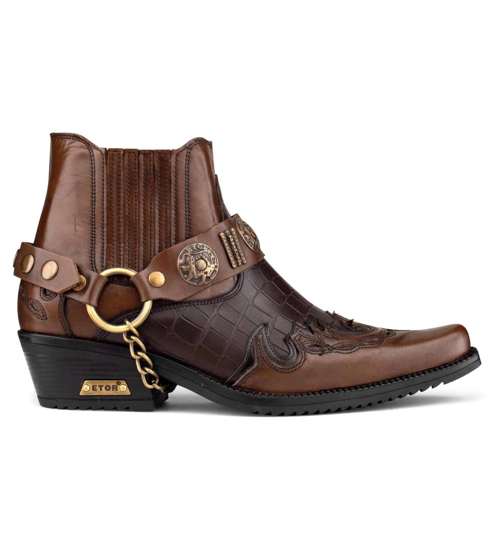 

Мужские двухцветные кожаные байкерские ботинки Winklepicker коричневого цвета Infinity Leather