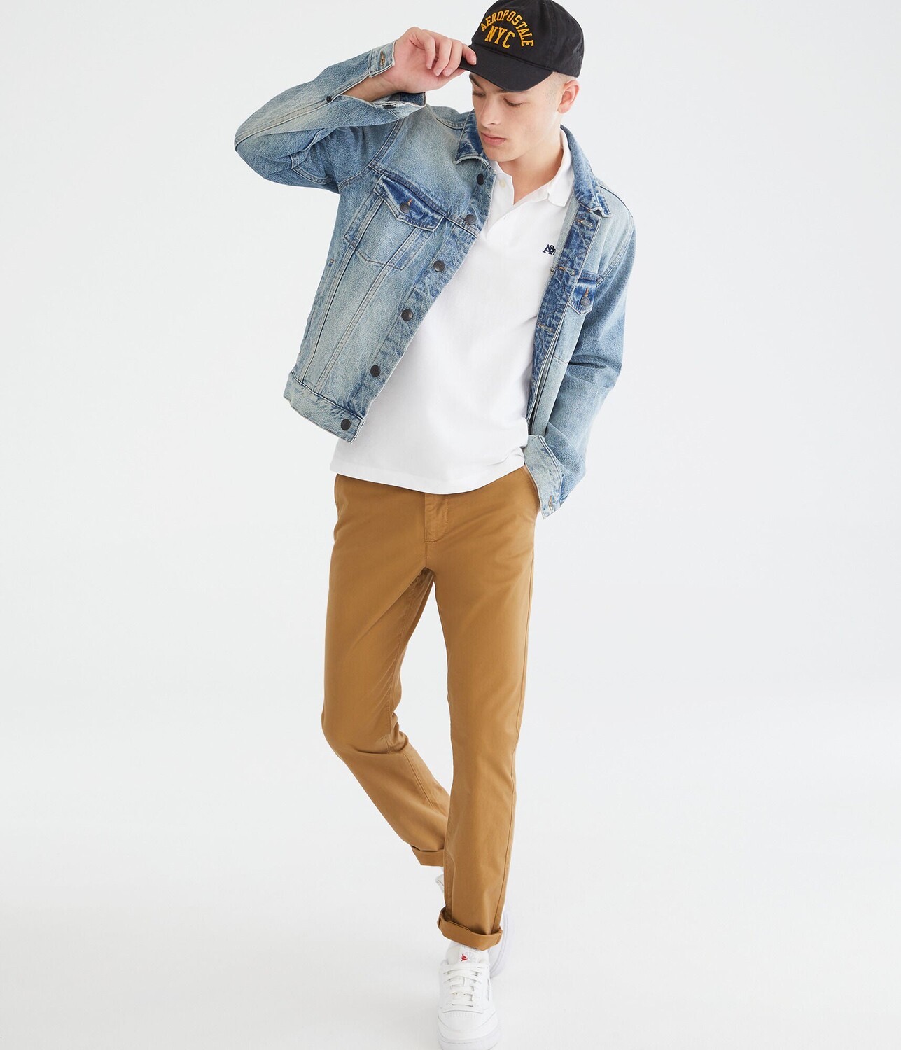

Мужские узкие прямые брюки-чиносы Aeropostale стрейч, цвет Sandlewood