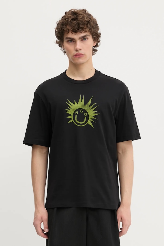 

Хлопковая футболка HUGO Blue nugix, черный