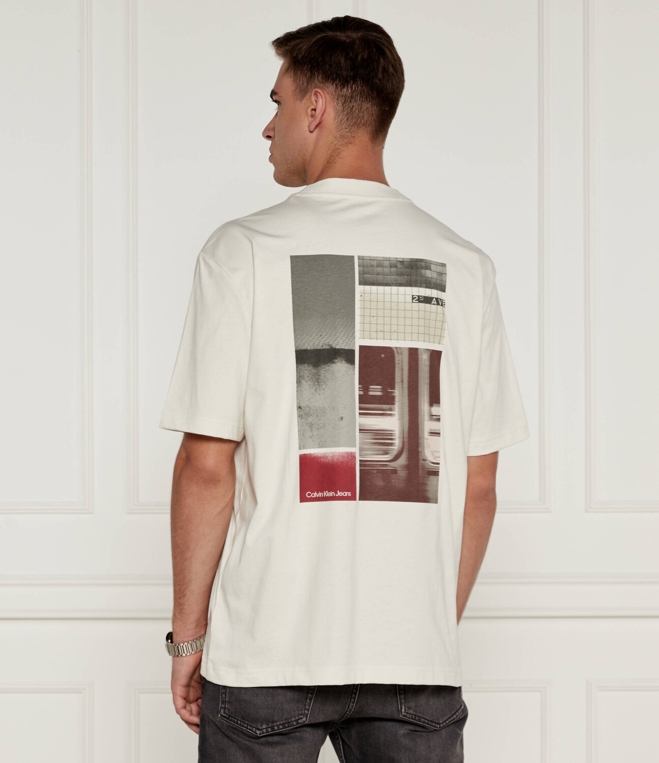 Футболка CALVIN KLEIN JEANS CITY POSTER AVENUE Relaxed fit, экрю — фото 3