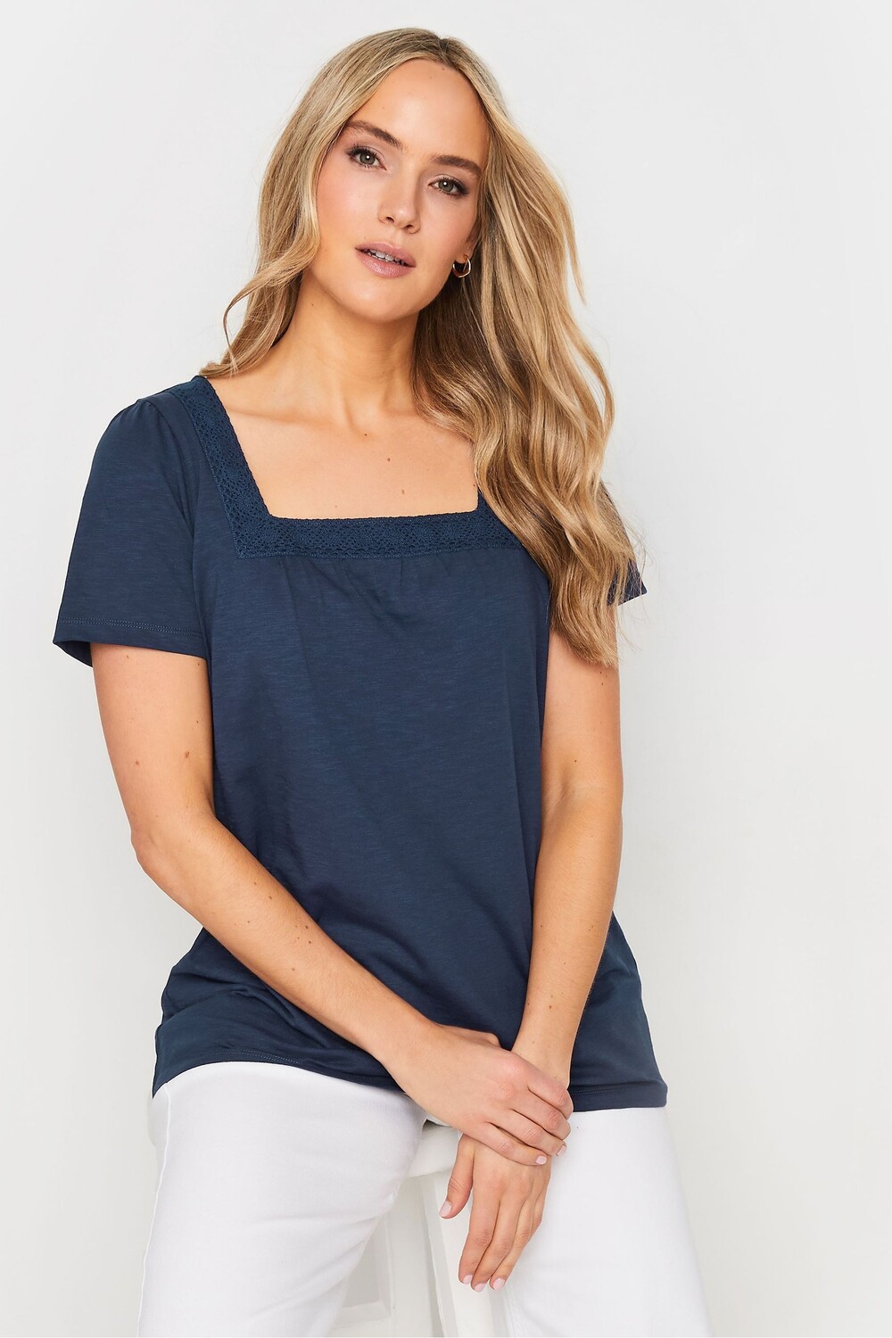 

Топ с квадратным вырезом связанный крючком Long Tall Sally, синий