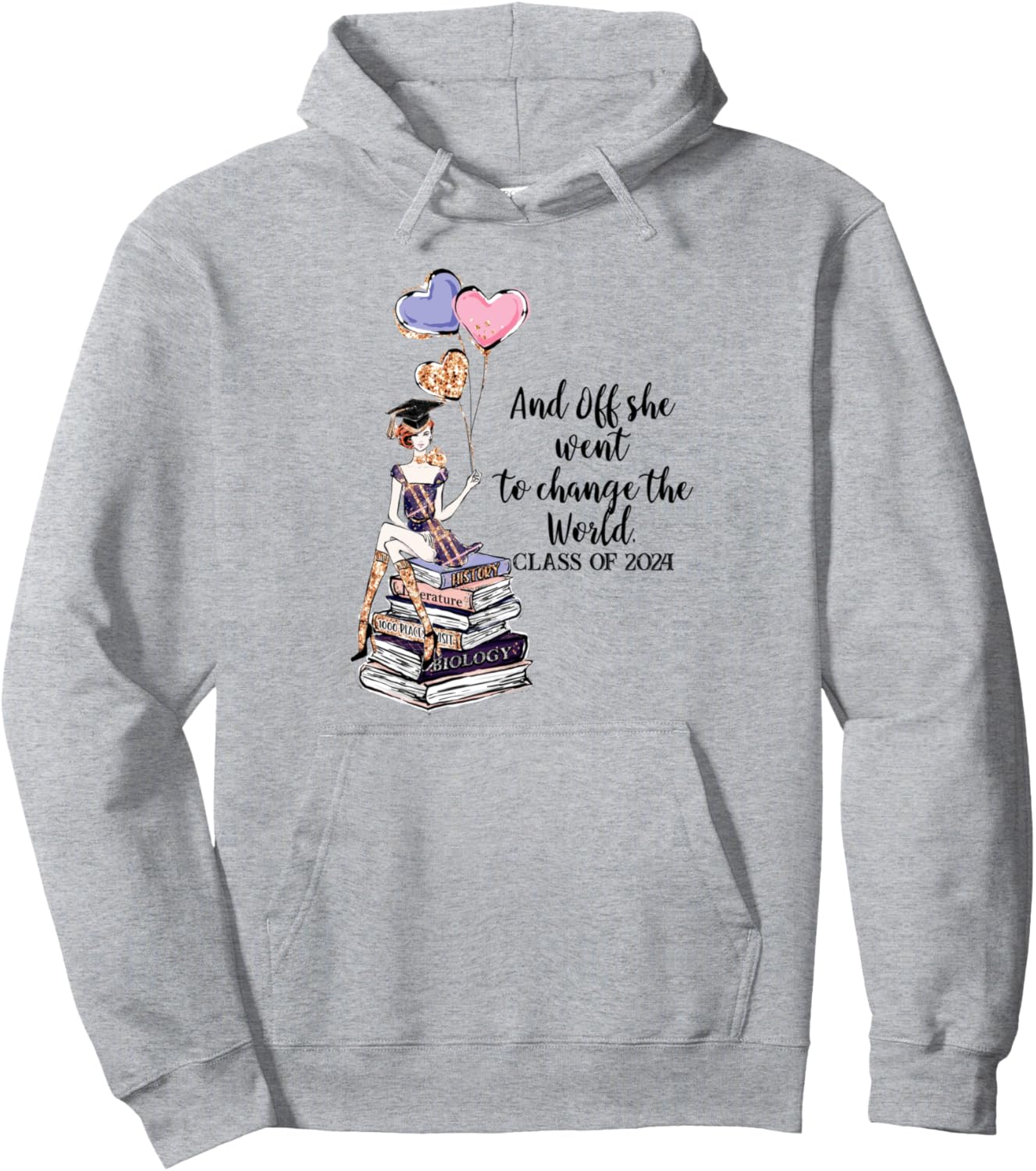

Худи для выпускниц 2024 года, меняющих мир Class Of 2024 Graduation Tees Nyc, серый