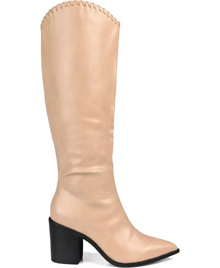 Женские ковбойские сапоги Daria Wide Calf до колена Journee Collection, коричневый/бежевый — фото 2