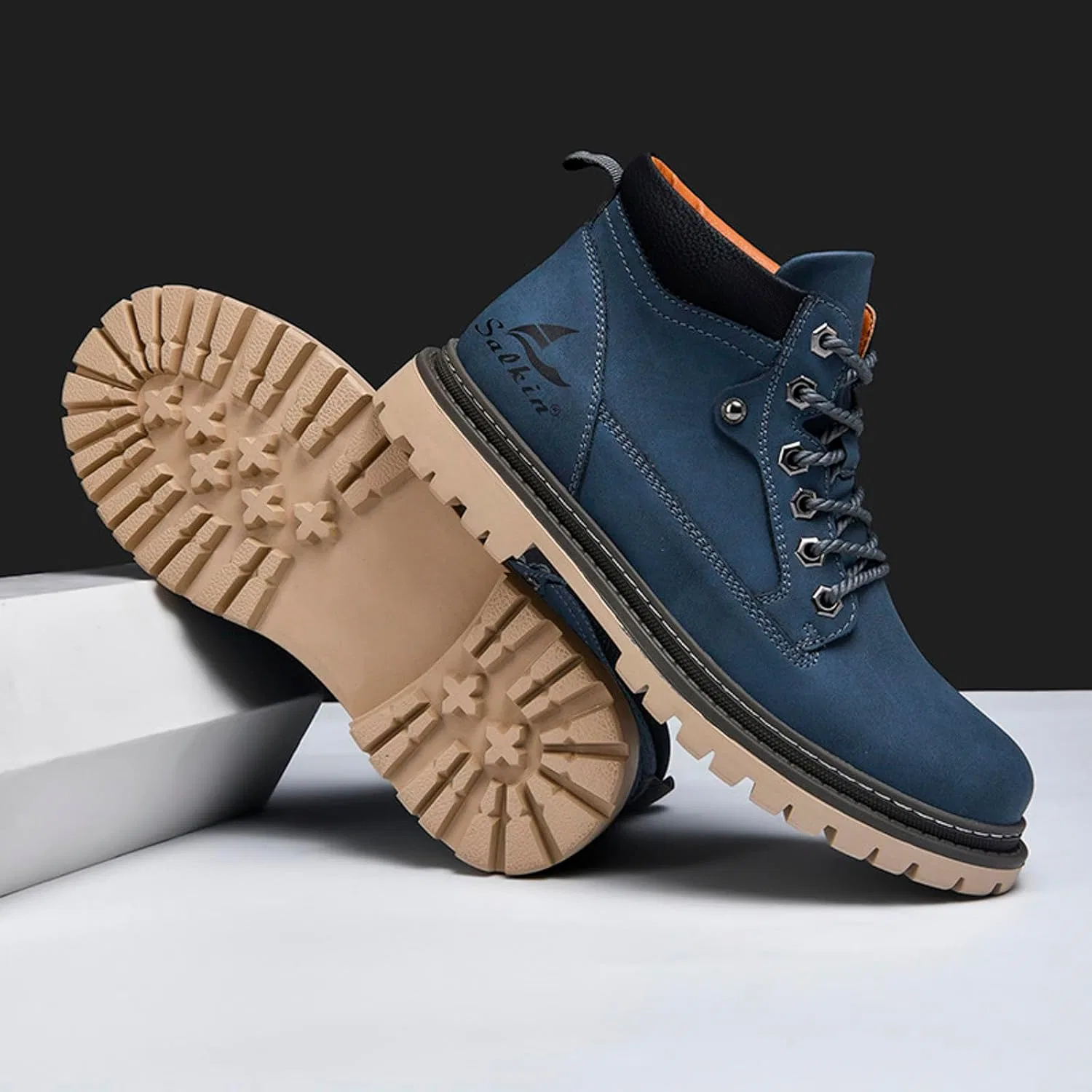 Ботинки 2026 Schuhe Herren Herrenschuhtrend Arbeitsstiefel Britischer Stil High Top Stiefeletten Generic, Blau — фото 4