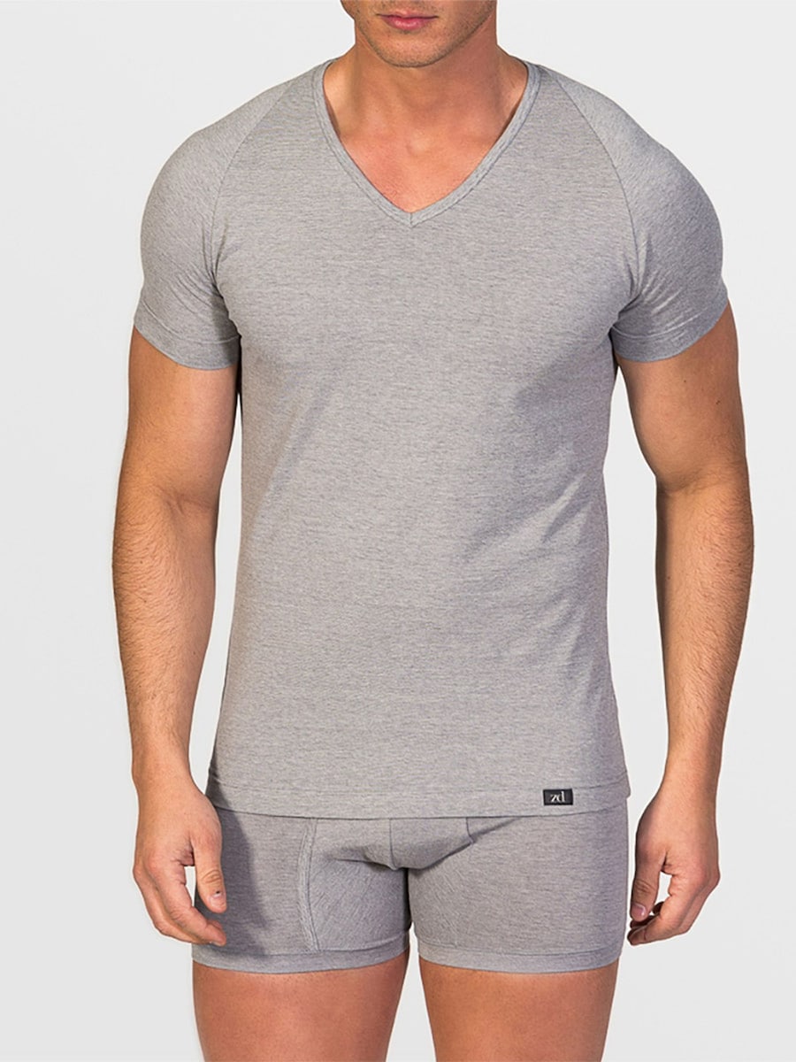 

Нижняя рубашка zd ZERO DEFECTS V-Neck T-Shirt Egiptian Cotton, серый