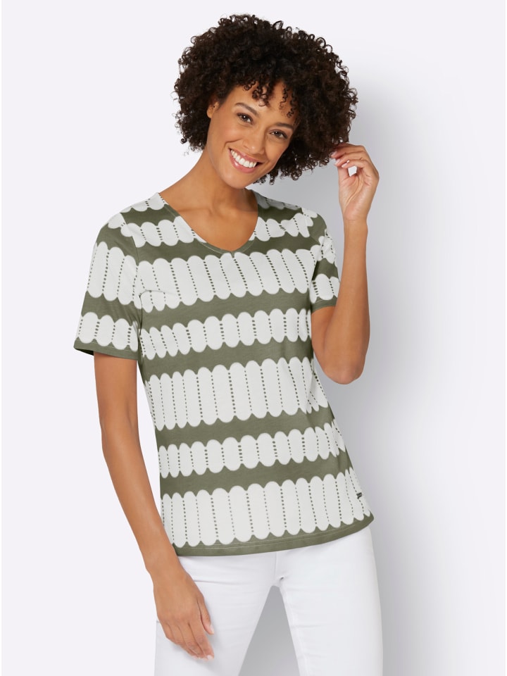 

Рубашка с короткими рукавами в цвете хаки и экрю WITT WEIDEN