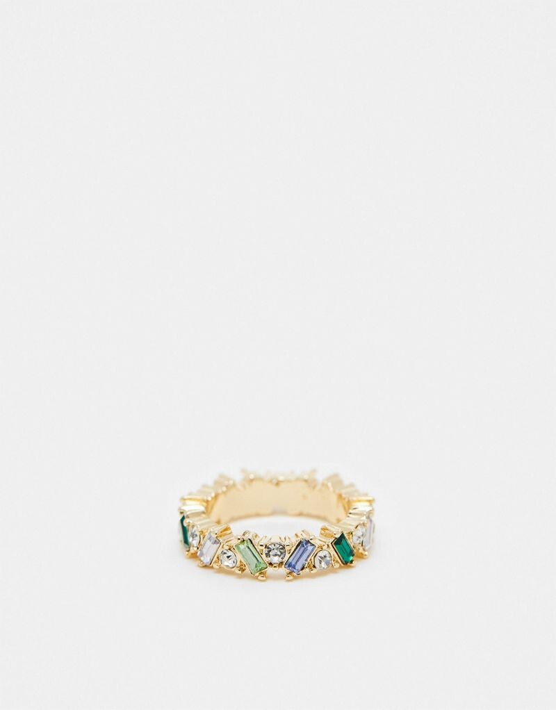 

Кольцо ASOS DESIGN с кристаллами багета в сине-зеленых тонах