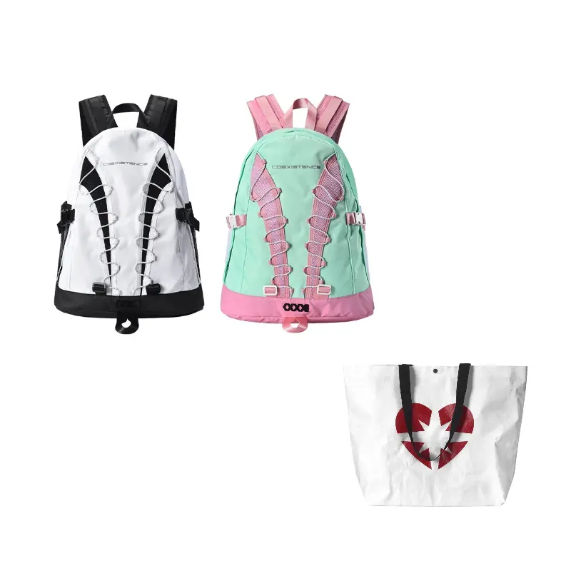 

COEXISTENCE Полиэстеровый водоотталкивающий рюкзак для путешествий, походов, поездок на работу и прогулок Regular Unisex белый, Combo 5