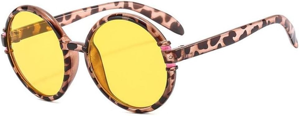 

Винтажные большие круглые женские солнцезащитные очки, модные простые солнцезащитные козырьки большого размера, защита от ультрафиолета UV400, SUN2570 Generic, Leopard Yellow