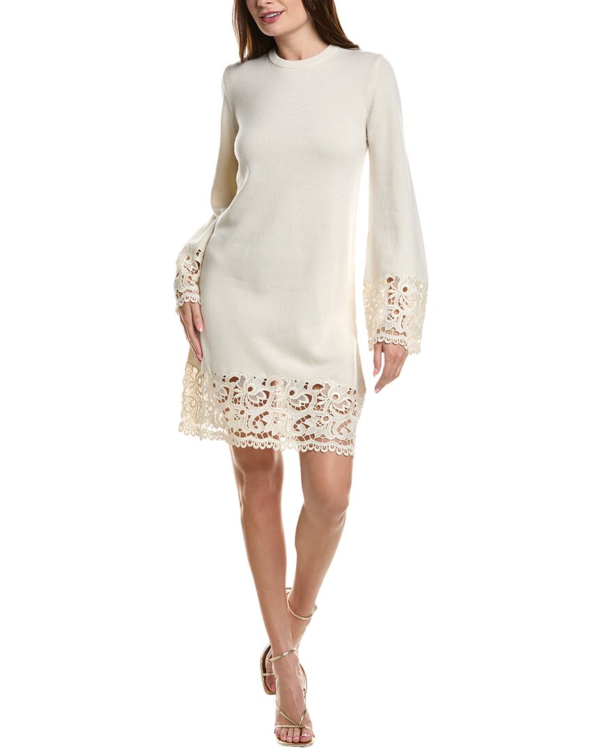 

Michael Kors Collection Платье-свитер из кашемира с кружевной отделкой, белый