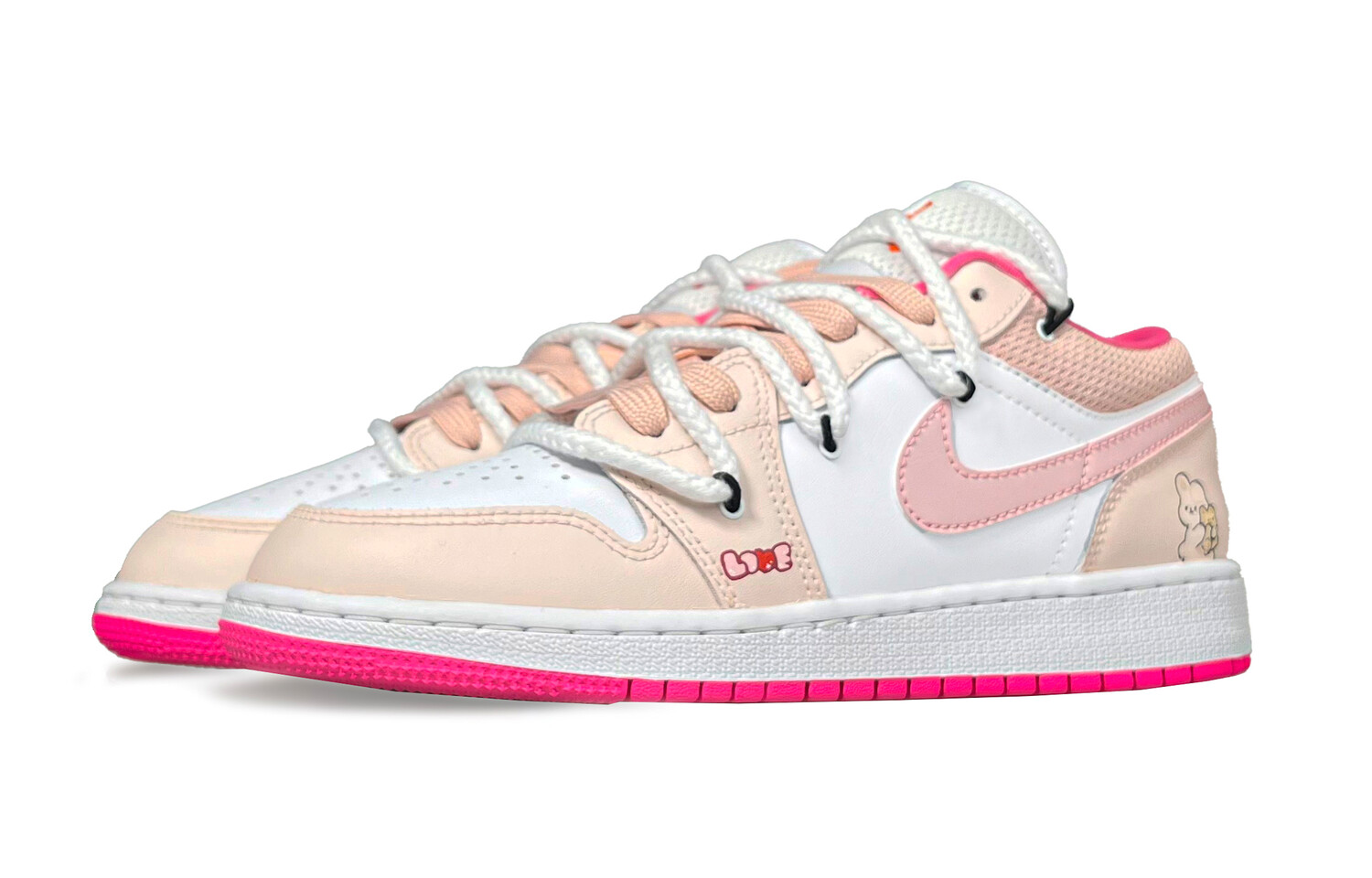 

Кроссовки Air JORDAN 1 Vintage Basketball Shoes Women's Low-Top White Pink