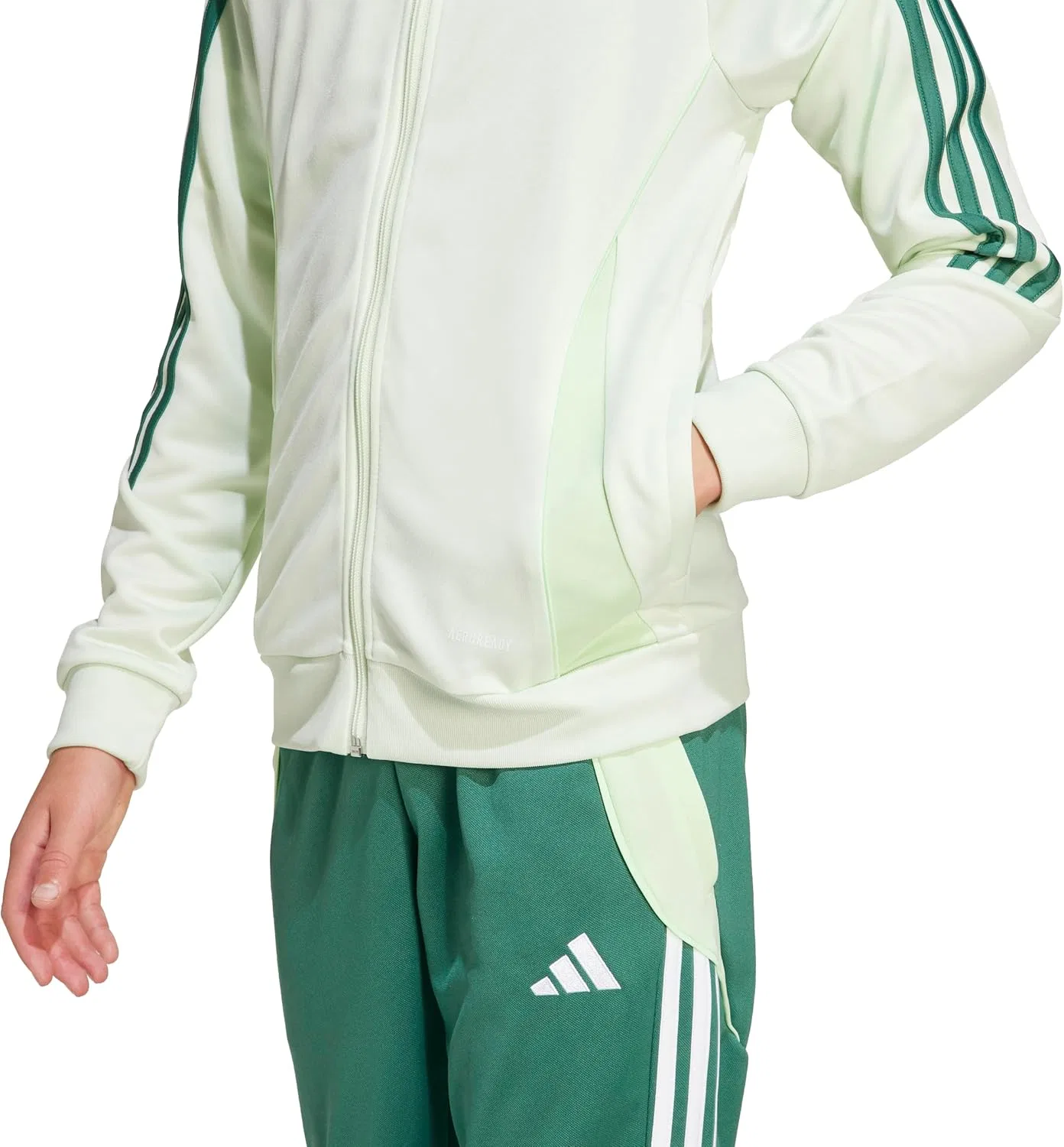 Детская тренировочная куртка Tiro 24, adidas, Green Mist/Forest — фото 3