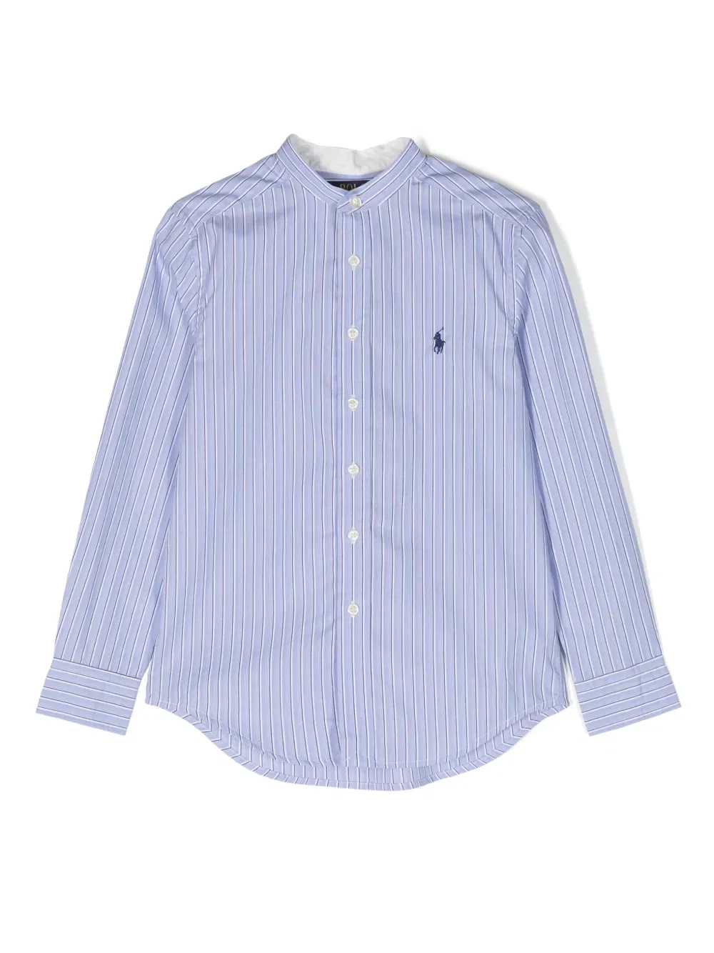 Хлопковая рубашка с полосками "гало" Polo Ralph Lauren Kids, синий