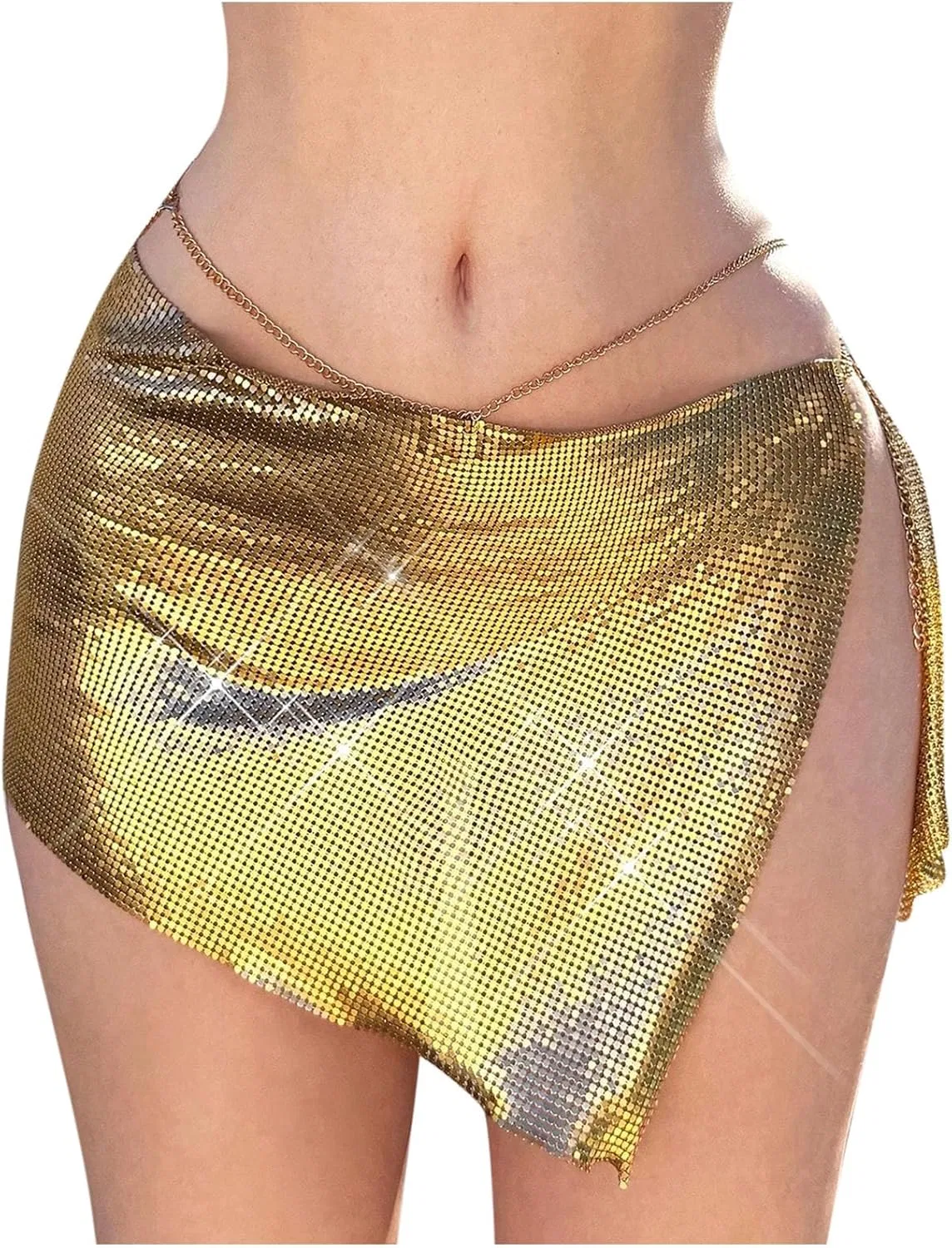 Юбка мини блестящая пайетки, Gold