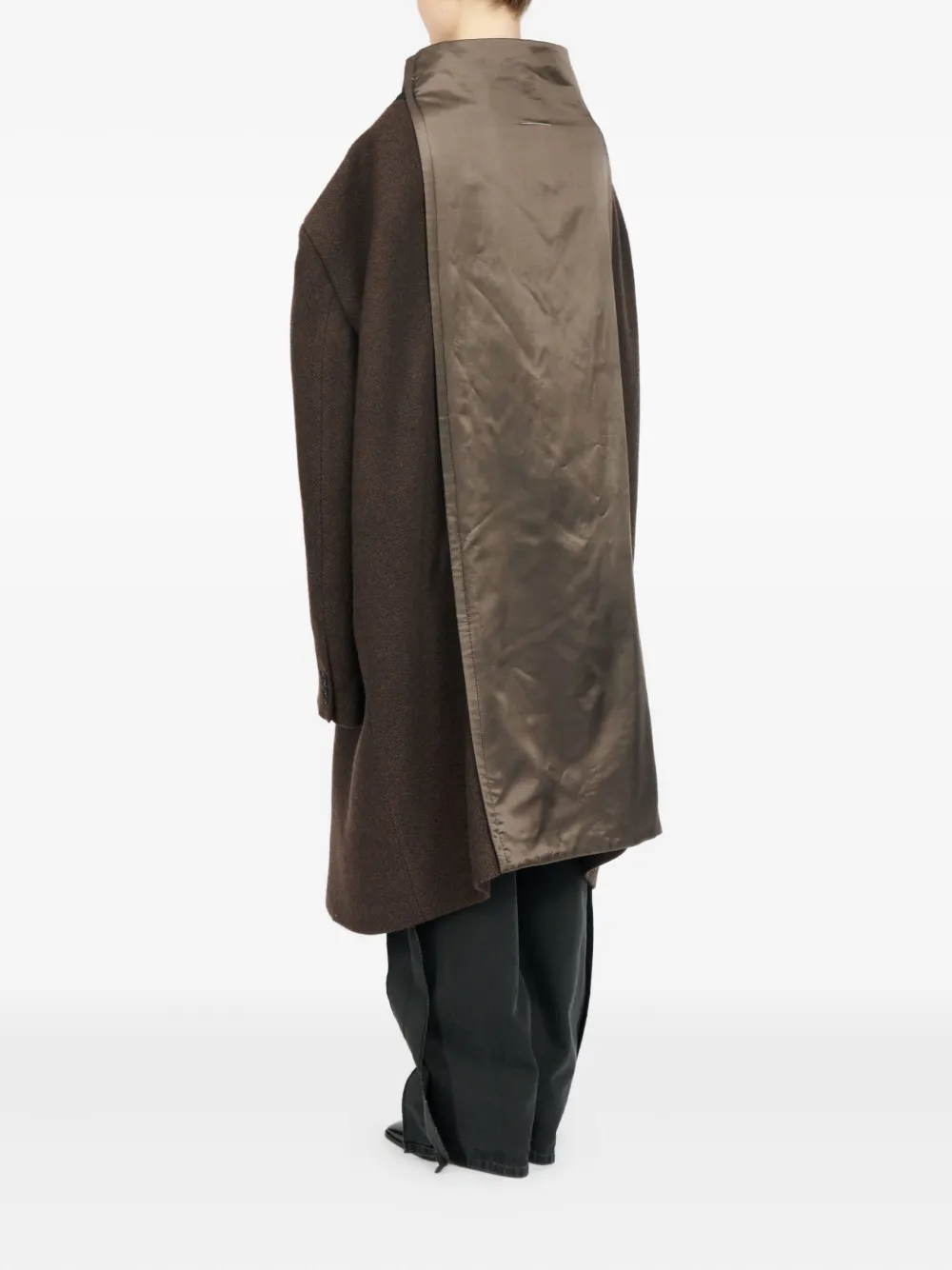 Шерстяное пальто с приспущенными плечами Mm6 Maison Margiela, коричневый — фото 4