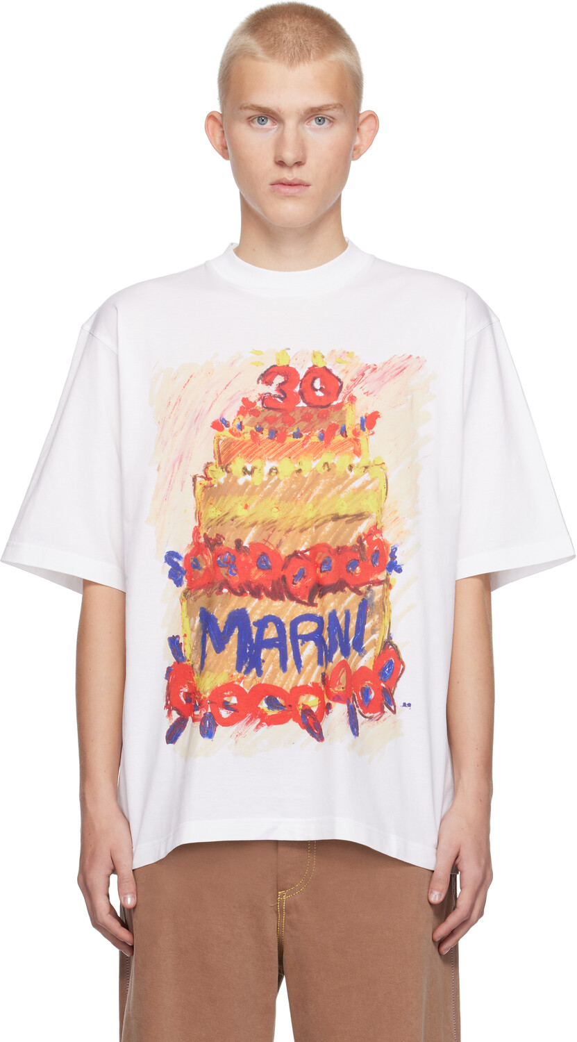 

Белая футболка 30-летия Marni, Lily white