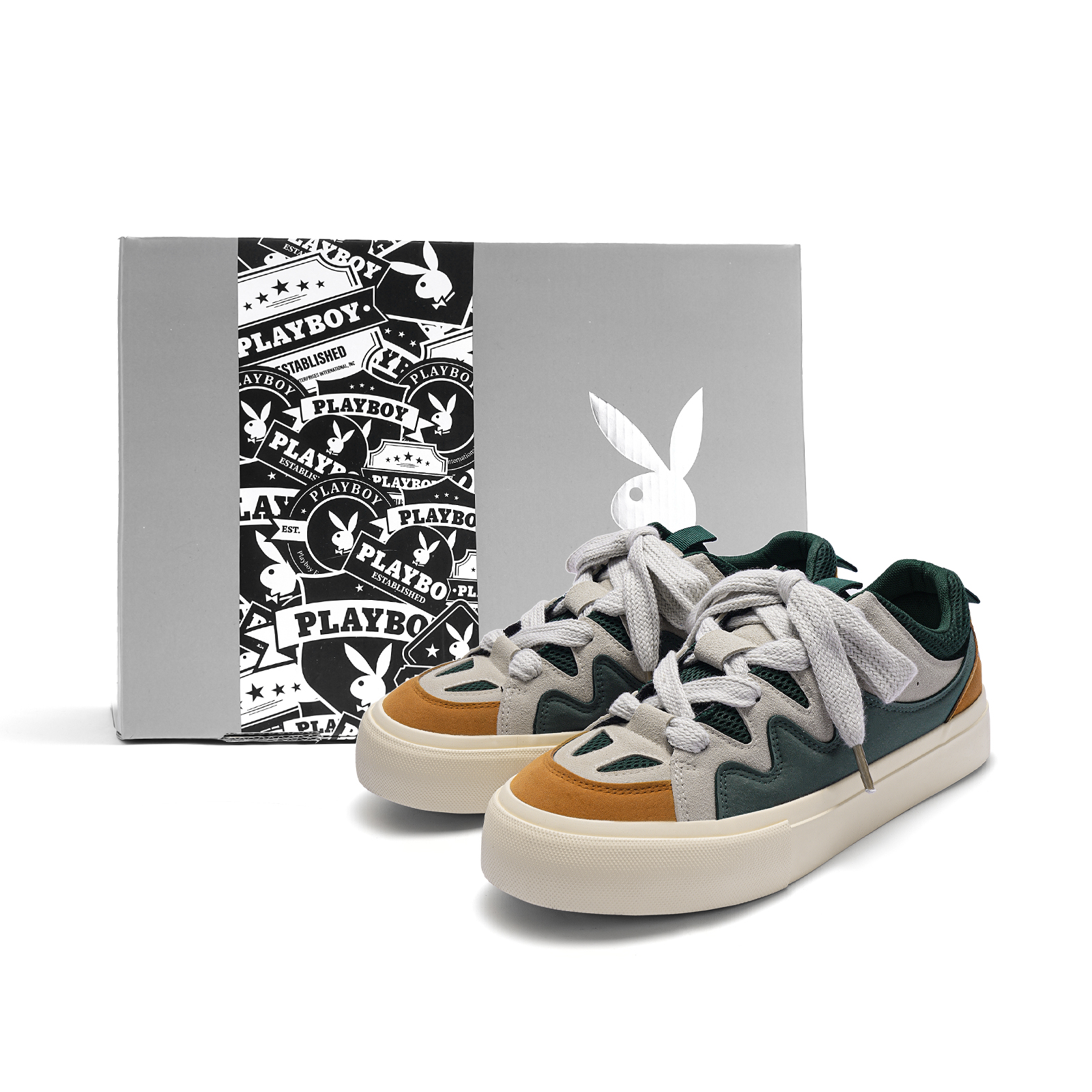 

Playboy Низкие скейтерские кроссовки мужские зеленые, цвет Green