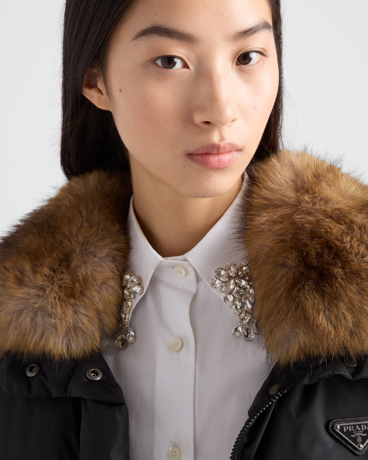 Пуховик из технического канваса Prada, черный — фото 4