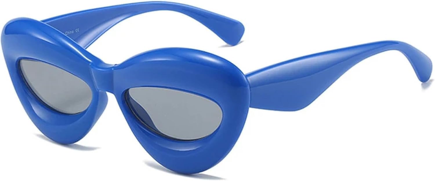 

Ретро-солнцезащитные очки «кошачий глаз» ярких цветов для женщин, модные овальные линзы, защита от УФ-излучения UV400, мужские солнцезащитные очки желтого и розового цвета WNCKSQ, Blue Grey