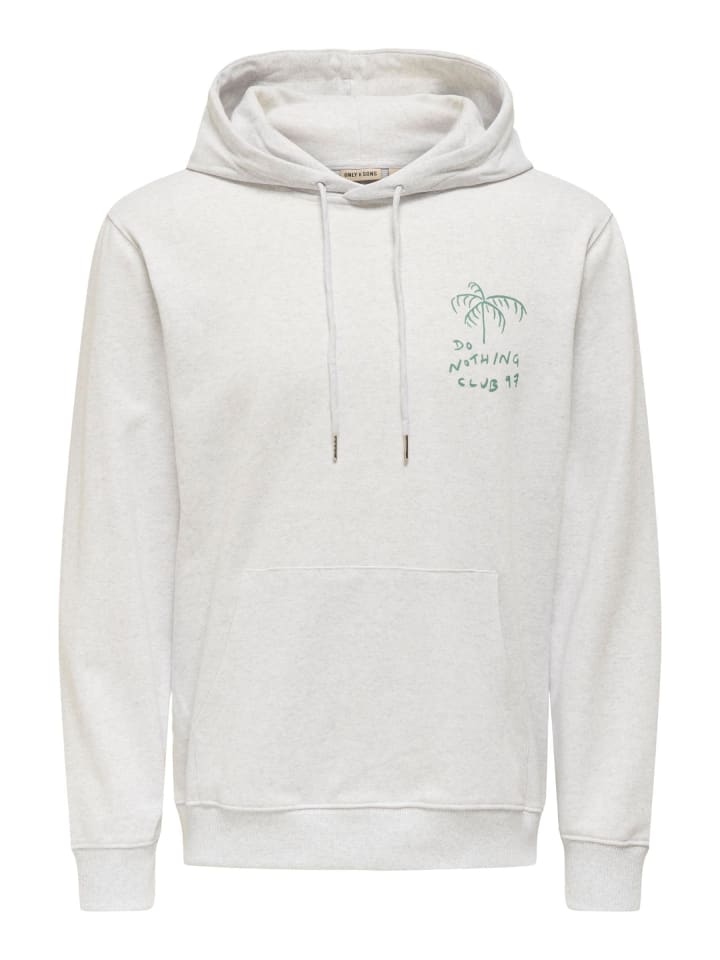 

Светло-серая меланжевая толстовка с капюшоном ONLY & SONS, Серый, Светло-серая меланжевая толстовка с капюшоном ONLY & SONS