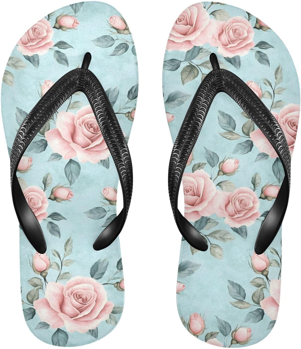 

Женские и мужские пляжные летние повседневные сандалии Pink Roses бирюзовые шлепанцы для душа 20860986 Kfbe
