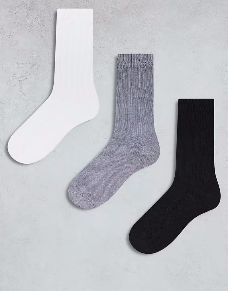 

ASOS DESIGN 3 пары ребристых носков разных цветов