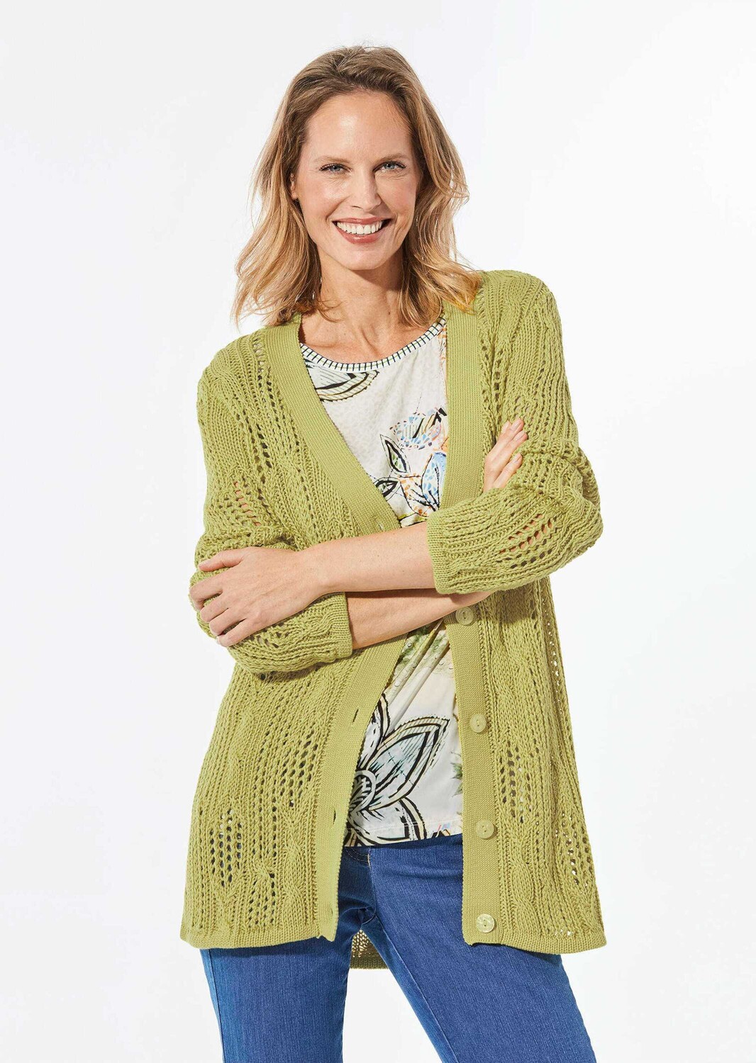 

Кардиган GOLDNER Strickjacke, светло-зеленый