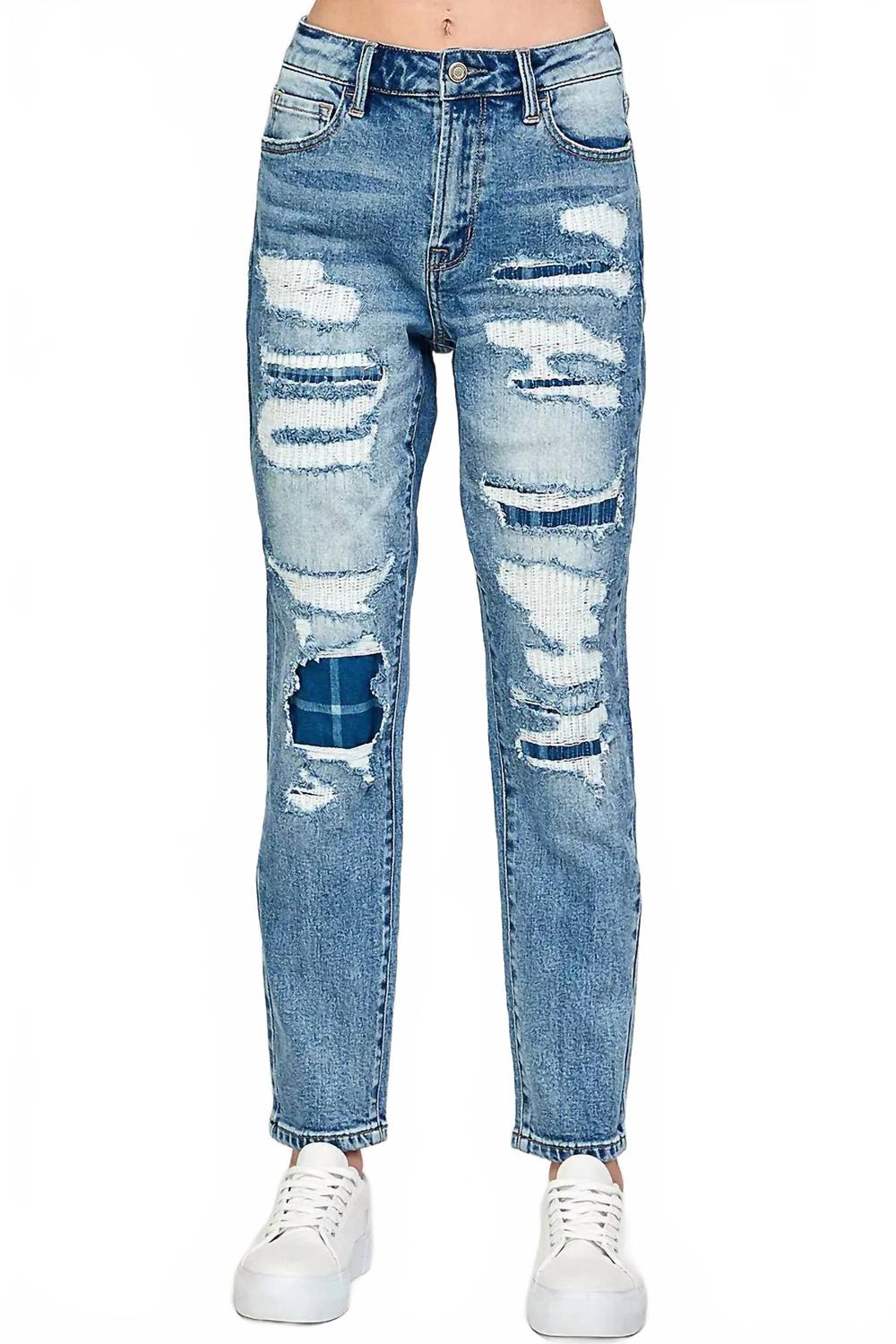 

Джинсы с низкой посадкой Tom Girlfriend Stretch Jeans, средне-темный оттенок I&M Jeans, средне-темный оттенок