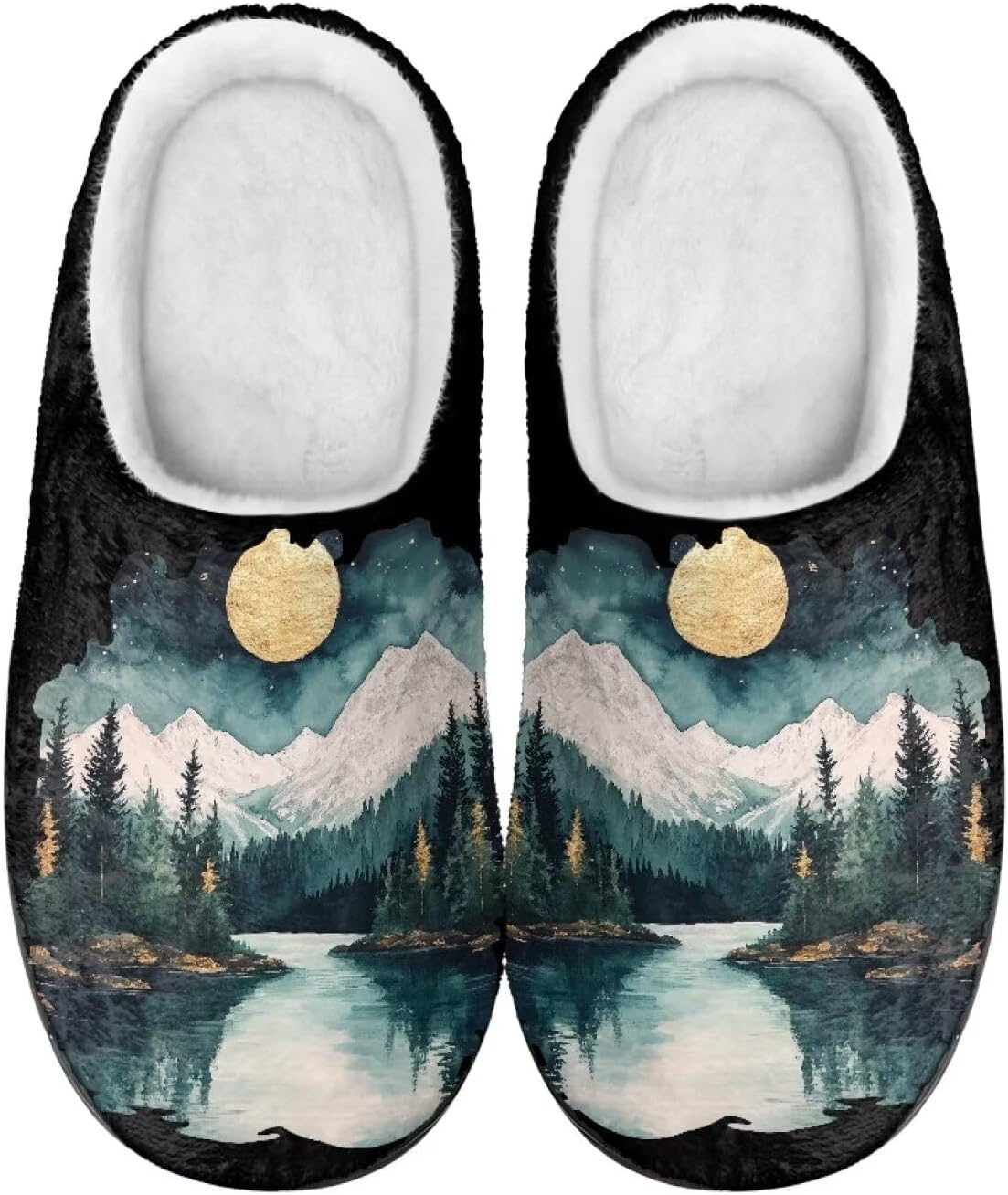 

Мужские и женские плюшевые тапочки, фланелевые теплые мягкие уютные тапочки, домашняя обувь для спальни/улицы, размеры 3-15 Zcfygdx, Artistic Landscape Pattern Print