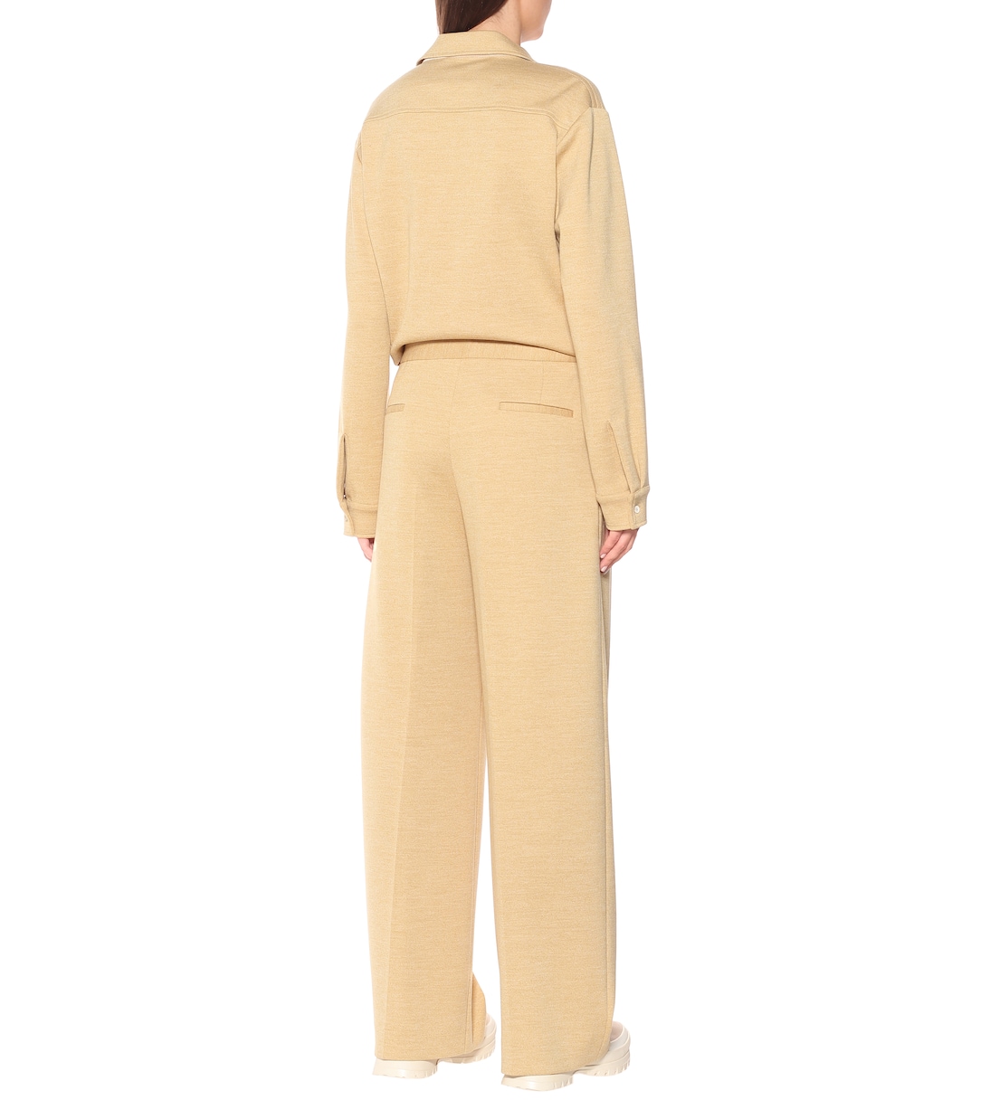 Прямые брюки из шерстяного джерси с высокой талией Jil Sander, Medium Yellow — фото 3