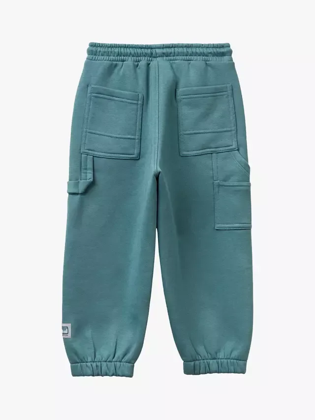 Детские спортивные брюки из мягкого флиса на шнуровке, серые Benetton — фото 2