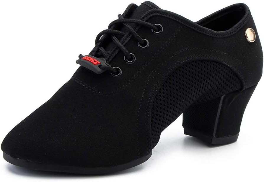 

Танцевальные туфли SWDZM для мужчин и женщин для бальных танцев с шнуровкой, современные латинские, для сальсы, для выступлений и репетиций, черный