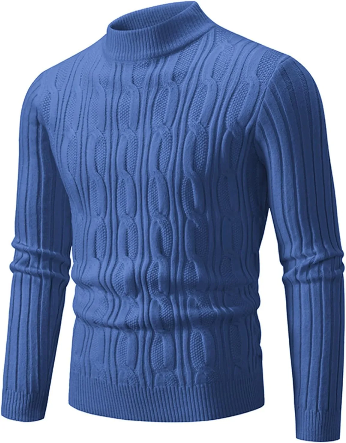 

Мужской свитер с воротником-гольф и косой вязкой, винтажный пуловер AQAYL