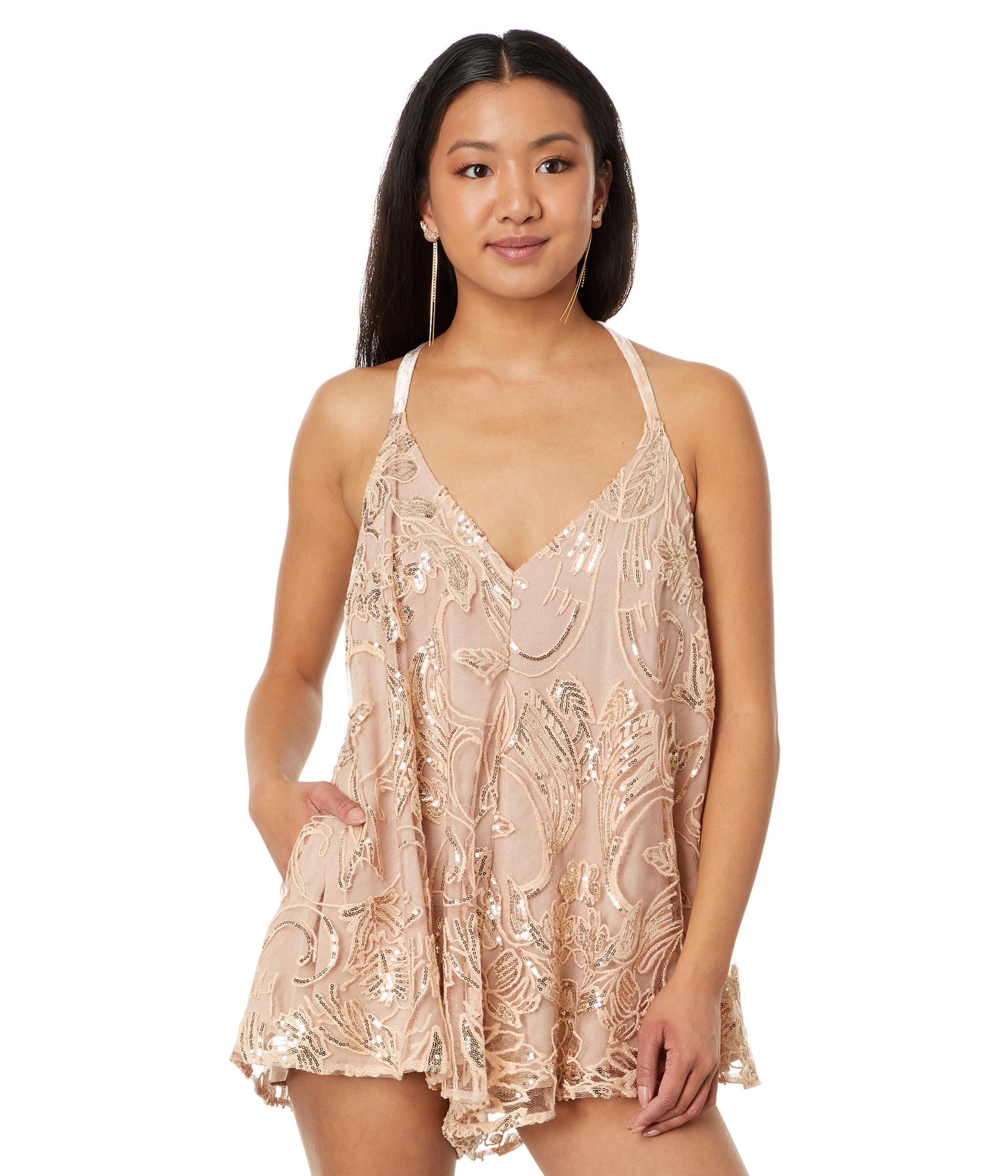 

Комбинезон Free People Swingin It Romper, цвет Champagne Combo