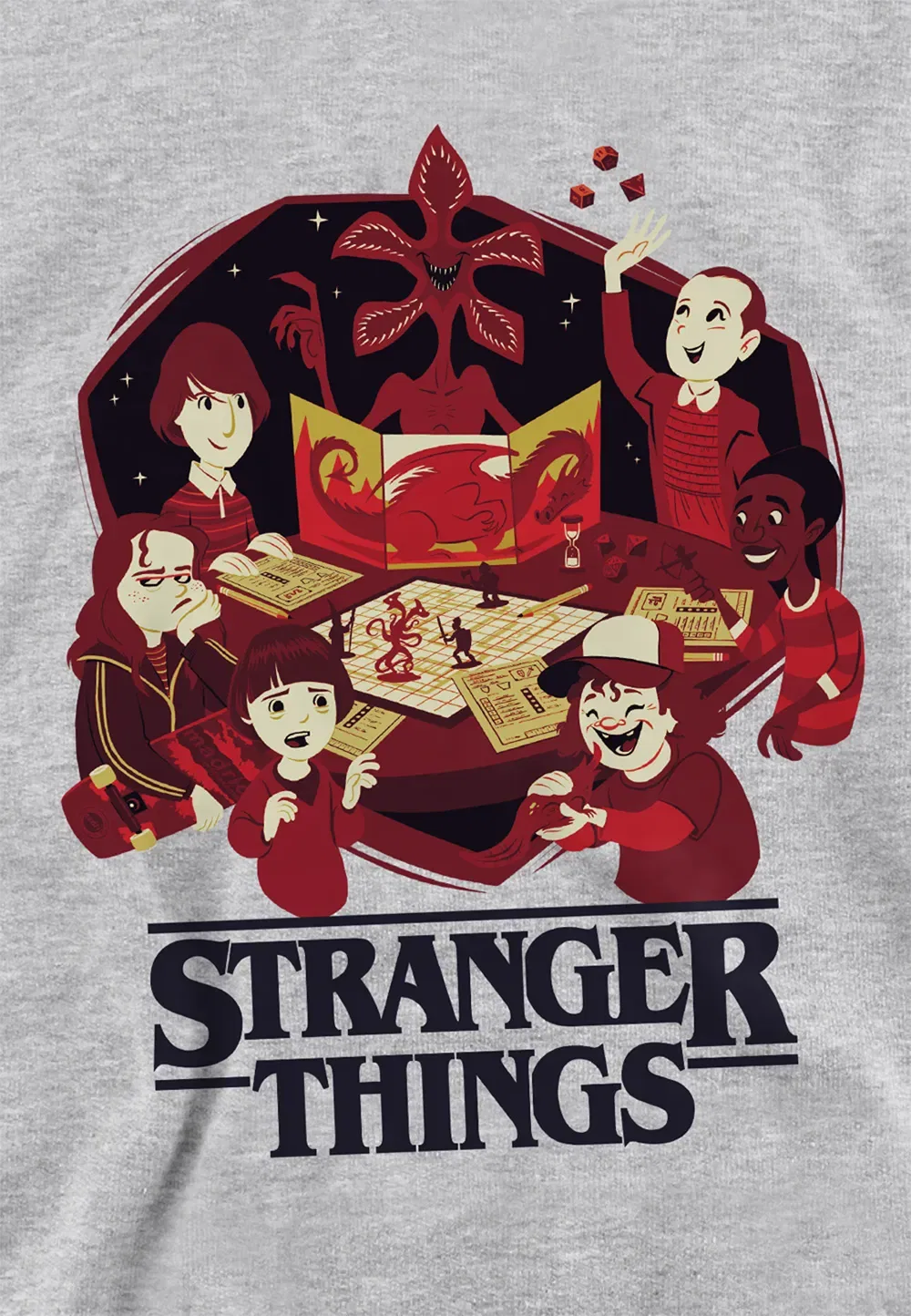 Детская худи с принтом Stranger Things, серый — фото 2