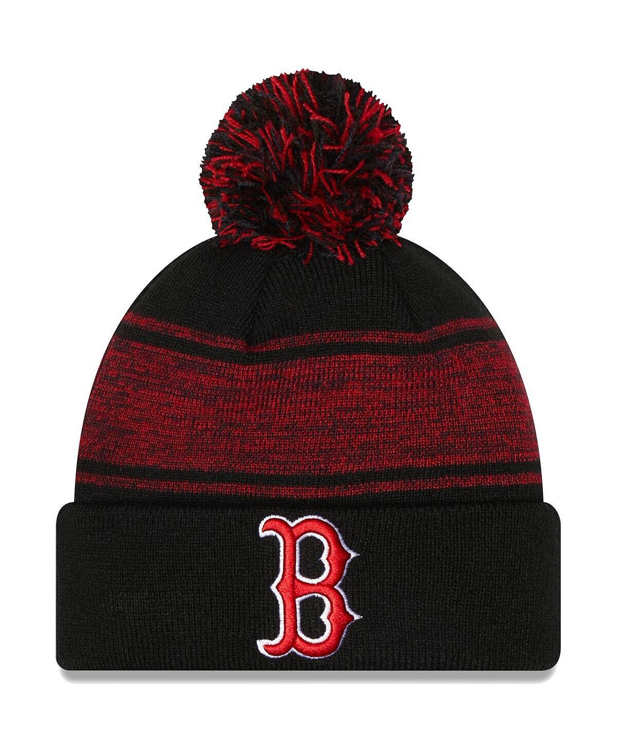 

Мужская черная вязаная шапка Boston Red Sox с манжетами и помпоном New Era