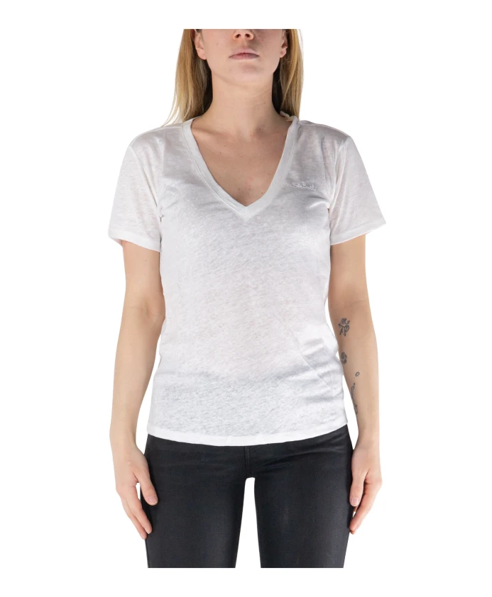 

Льняная футболка с V-образным вырезом «Элоиз» Mc2 Saint Barth, белый