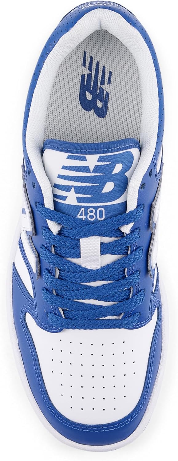 Детские кроссовки New Balance 480 V1 на шнуровке (унисекс), белый/синий — фото 4