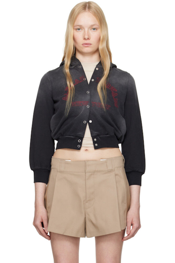 

Черный хлопковый махровый кардиган с усадкой alexanderwang.t