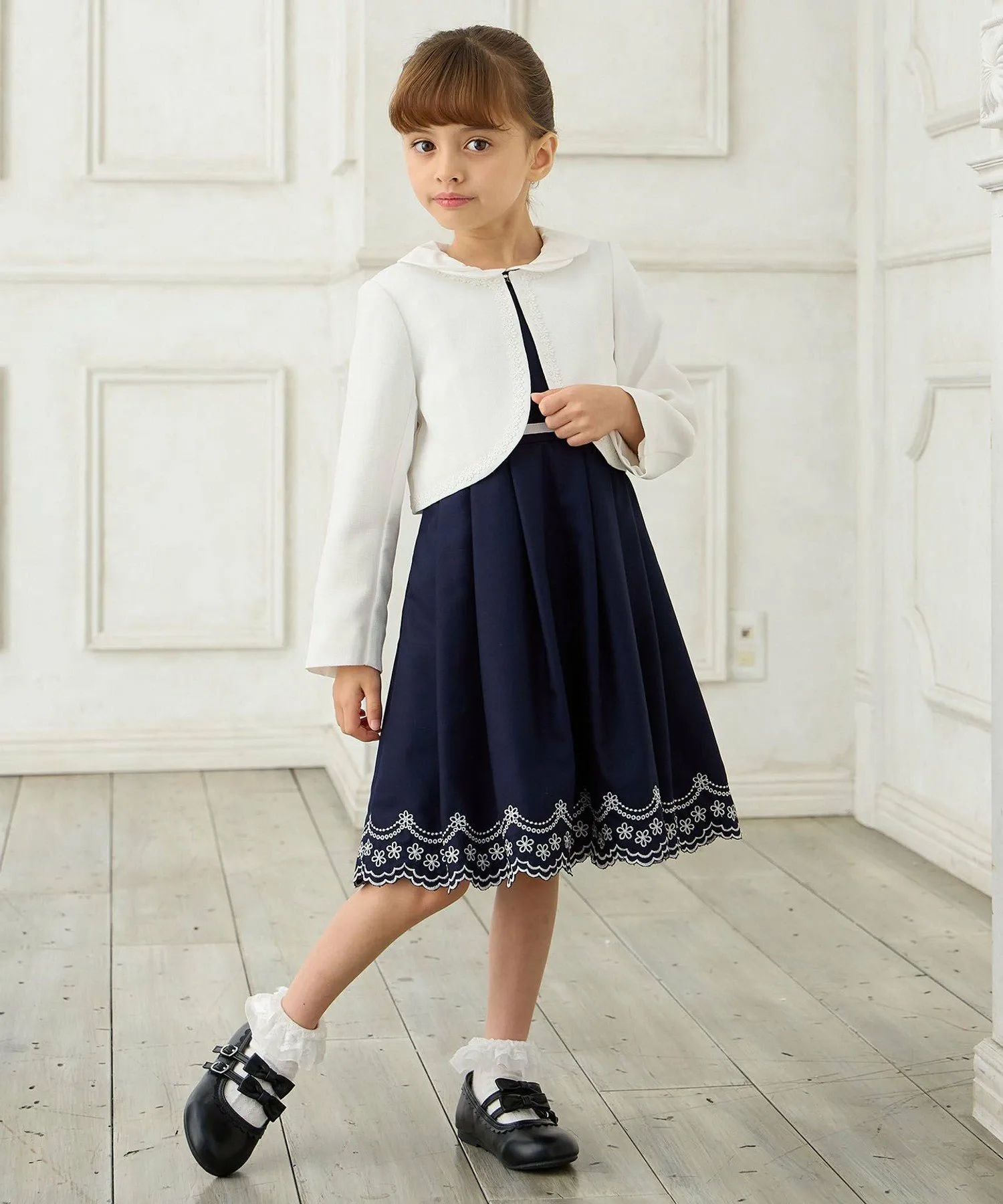 Куртка + Платье с вышитым подолом ANY KIDS, Navy [075] — фото 2