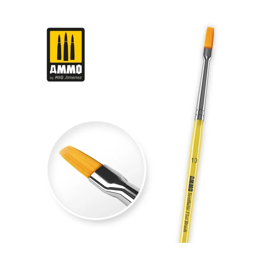 

10 Синтетическая плоская кисть, Brushes (AMMO by Mig Jimenez)