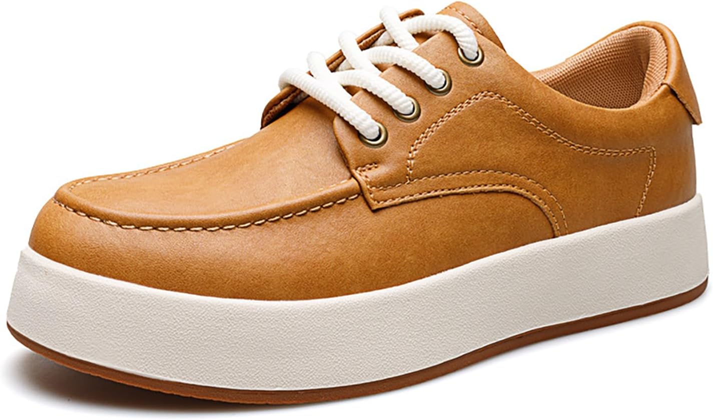 

Мужские кожаные слипоны на платформе, повседневные оксфорды, модные ручной работы, легкие, дышащие кроссовки на платформе с шнуровкой, повседневные удобные туфли для вождения и работы в офисе Hdfdb, коричневый